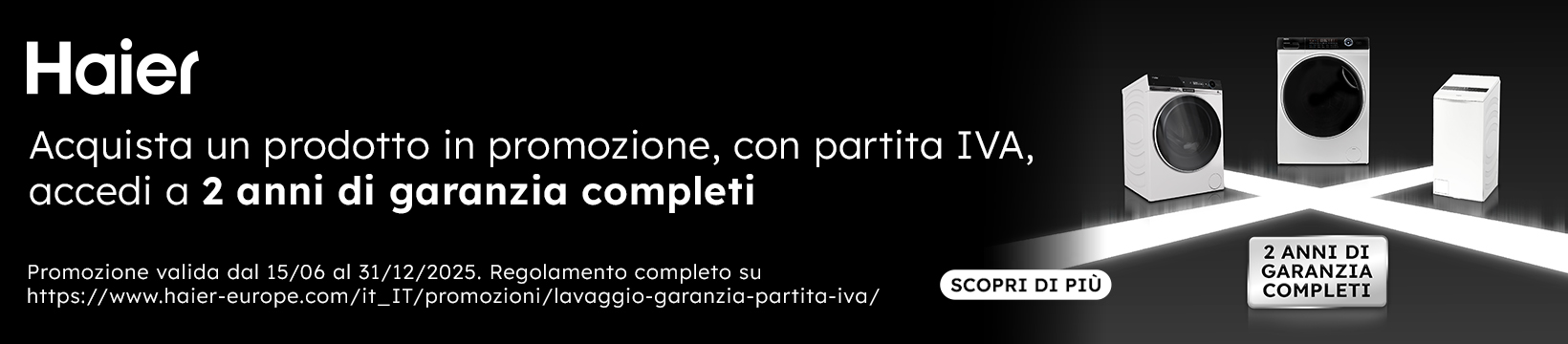 Acquista Haier con PIVA e avrai 2anni di garanzia!