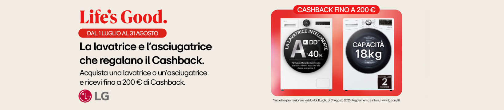 Acquista Lg e ricevi fino a 200€ di cashback