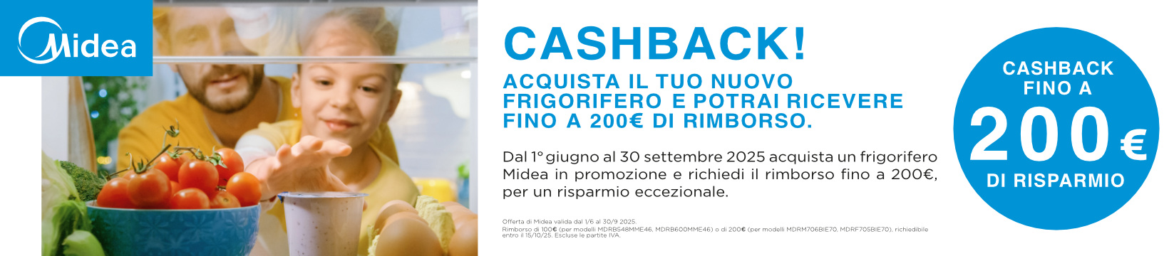 Acquista Frigo Midea e ricevi 200€ di rimborso!