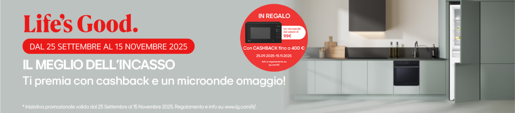LG ti premia con cashback e un microonde omaggio