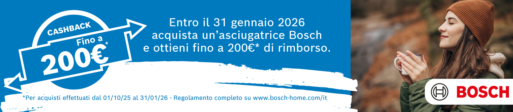 Bosch acquista un'asciugatrice ottieni fino a €200
