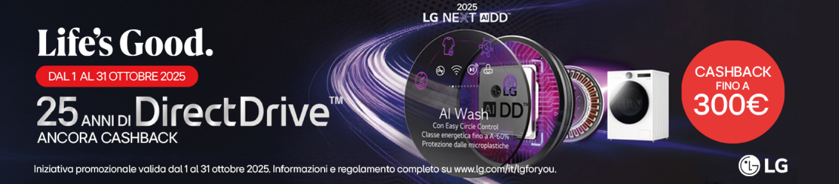 LG 25 anni di Direct Drive - Cashback fino a €300