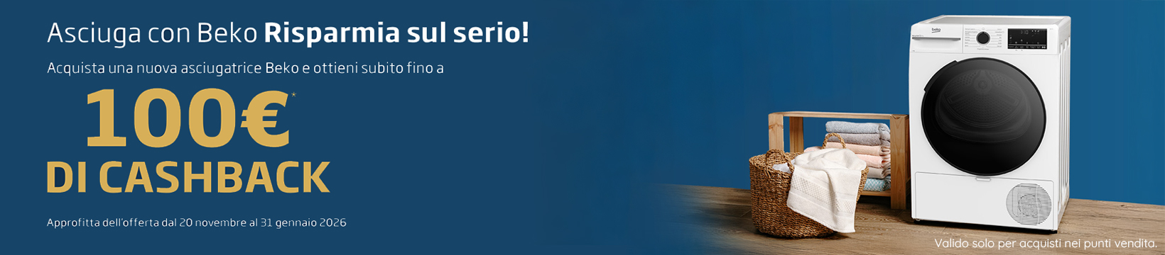 Asciuga con Beko e risparmia! 100€ di cashback