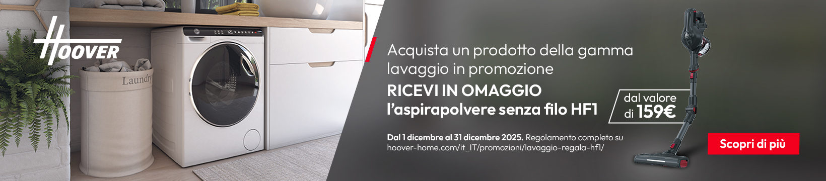 Hoover con lavaggio in omaggio aspirapolvere HF1