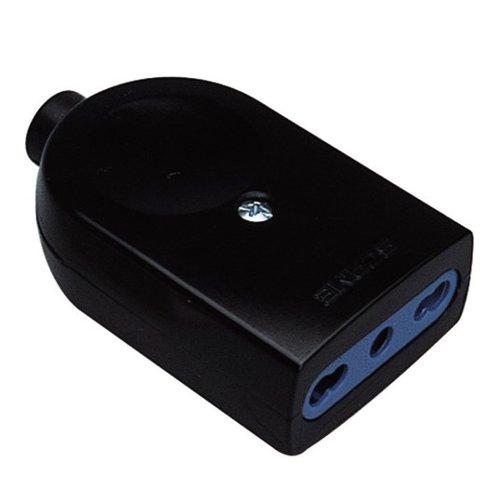 Poly Pool Presa elettrica 2P+T 10/16A bipasso std italiano cavo assiale nero PP0466 1