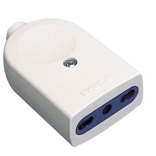 Poly Pool Presa elettrica 2P+T 10/16A bipasso std italiano cavo assiale bianco PP0466