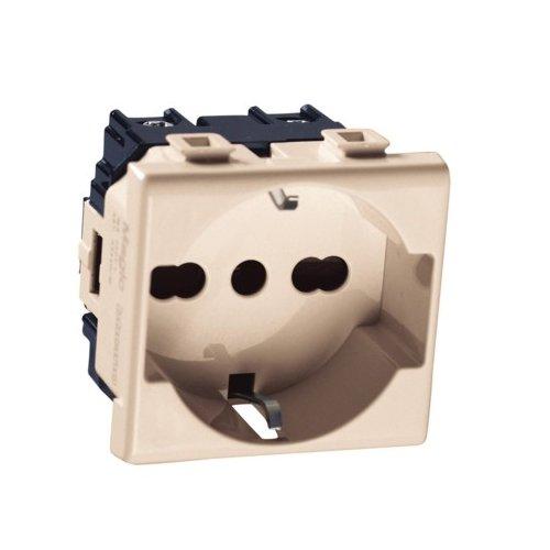 Poly Pool Modulo presa Incasso Avorio serie Basic, Magic 2P+T 16A pluristd italiano e tedesco PP0101