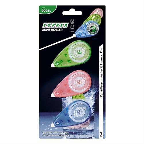 Lebez Set correttori a nastro 3 pz 4,2 mm x 7 mt Mini Roller COPREX Assortito 9093