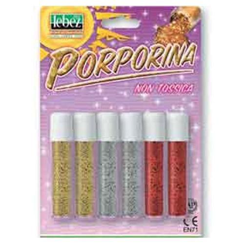 Lebez Colla glitter Porporina Argento 6 Tubetti 2 gr 5134 AG