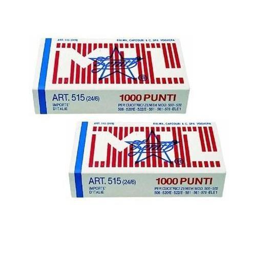 Balma Punti cucitrice 6 mm Passo 24 2 scatolette da 1000 punti ZENITH 515