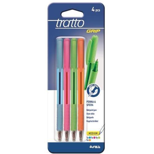 Fila Set penne a sfera apertura rotazione 4 pz tratto Medio - 0,5 mm Grip TRATTO GRIP Colori assortiti 42200