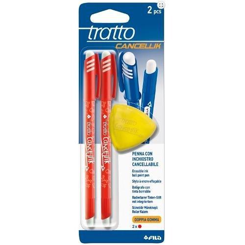 Fila Set penne cancellabili sfera cappuccio 2 pz tratto Fine - 0,4 mm con gomma TRATTO CANCELLIK Rosso 041702