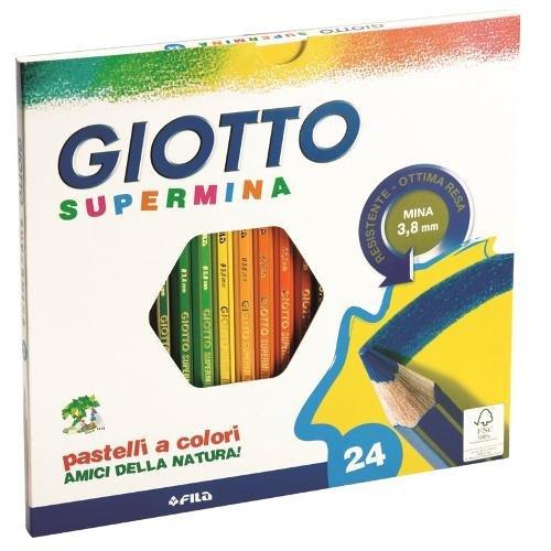 Fila Set matite colorate classiche sezione esagonale 24 pz GIOTTO SUPERMINA Colori assortiti 066544