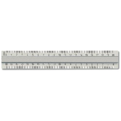 Arda Riga disegno doppio decimetro professionale alluminio (20cm) PROFIL Argento 18420A