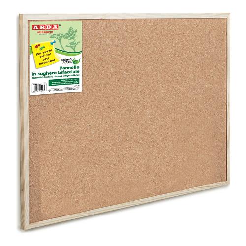 Bacheca in sughero Cornice legno naturale 90x60 cm