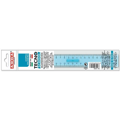 Arda Riga disegno doppio decimetro plastica (20cm) TECHNOSCHOOL Azzurro trasparente 403SS
