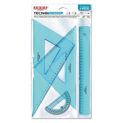 Arda Set disegno tecnico 4 pz TECHNOSCHOOL Azzurro trasparente 60430SS