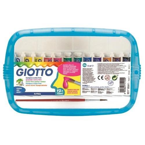 Fila Tempera GIOTTO Extra Colori assortiti Astuccio 12 pz + pennello 304100