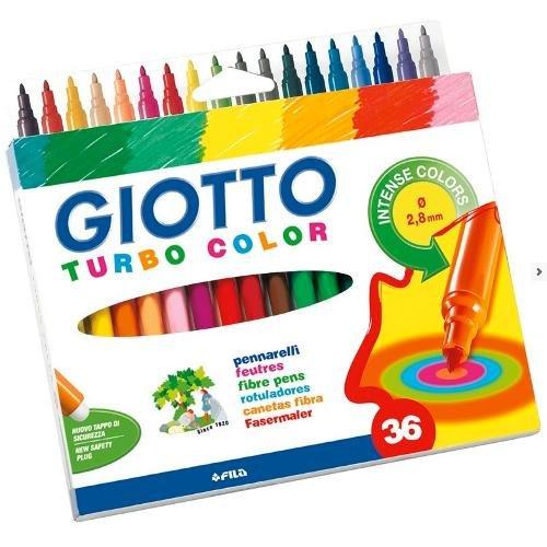 Fila Pennarelli disegno standard sezione tonda 36 pz tratto Medio GIOTTO TURBOCOLOR colori assortiti 069592