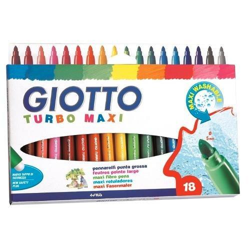 Fila Pennarelli disegno maxi sezione tonda 18 pz tratto Grande GIOTTO TURBOMAXI colori assortiti 069594