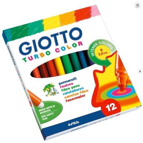 Fila Pennarelli disegno standard sezione tonda 12 pz tratto Medio GIOTTO TURBOCOLOR colori assortiti 069590