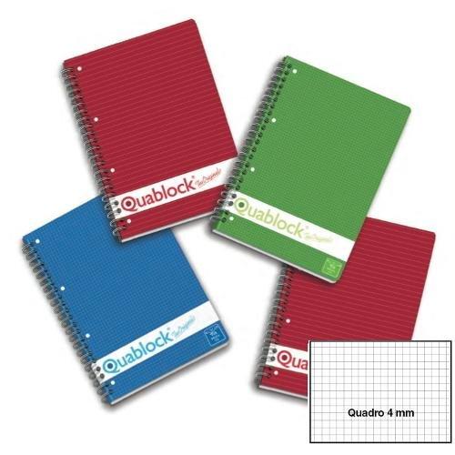 Pigna Quaderno con spirale fogli rinforzati quadretti 4 mm A4 QUABLOCK 02112174M