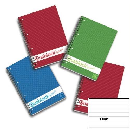 Pigna Quaderno con spirale fogli rinforzati 1R (1 rigo) A4 QUABLOCK 144185