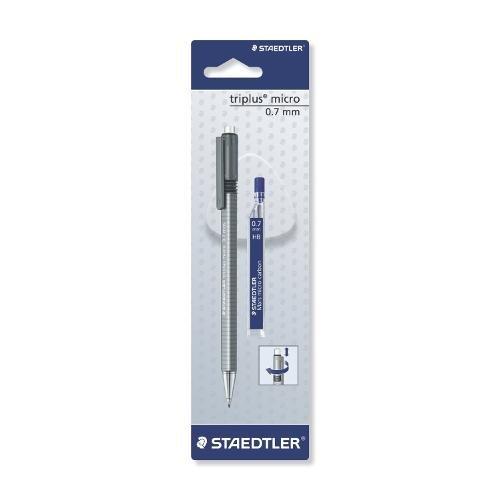 Staedtler Porta mine sezione triangolare a scatto micro TRIPLUS grigio con 12 mine grad. HB 0,7 mm 77427BK25D