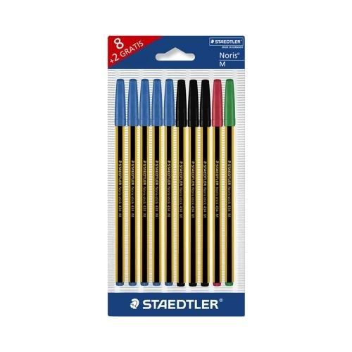 Staedtler Set penne a sfera cappuccio 10 pz tratto Medio - 1,0 mm Stick NORIS Colori assortiti 434ASBK10I