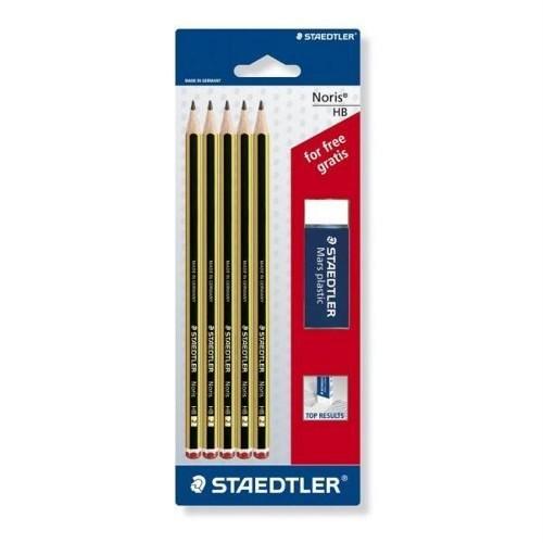 Staedtler Set matite grafite gradazione HB sezione esagonale 5 pz con gomma Mars NORIS 120 A SBKD
