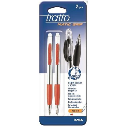 Fila Set penne a sfera scatto 2 pz tratto Medio - 0,5 mm TRATTO MATIC GRIP Rosso 037100
