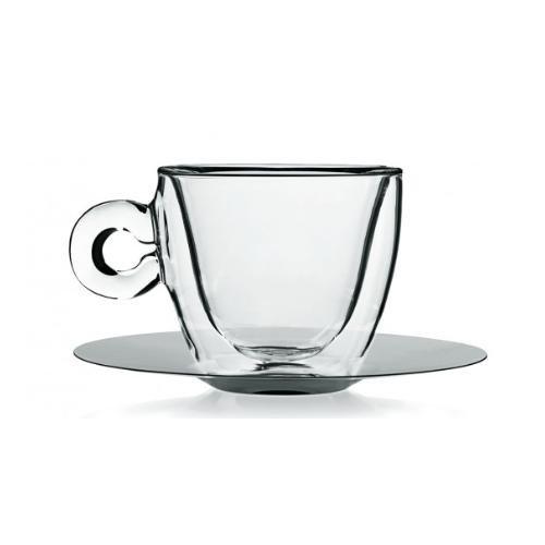 Set tazzine caffè 2pz DRINK & DESIGN Con Piattino Inox Trasparente 6,1 x  5,4 cm 65ml 10083 01