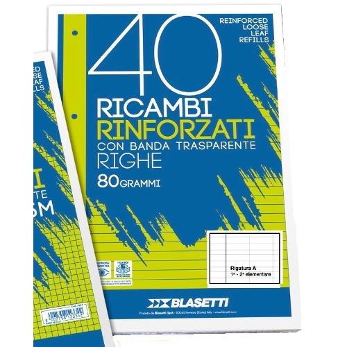 Blasetti Fogli ad anelli Rinforzati A4 A per 1° e 2° elementare 2336 Confezione da 40 fg