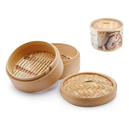 H&H Cestello cuoci vapore Bamboo (18cm) Set 3 Pz Natural