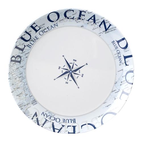 Brunner Piatto piano melamina (25cm) GLAMOUR Bianco e Blu 0830025N C8C