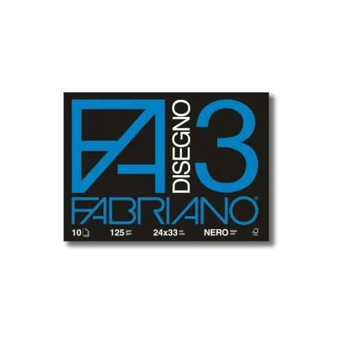 Fabriano Album disegno 10 fg con 4 angoli Ruvido 125 gr/mq (24x33cm) Nero DISEGNO 3 04001017