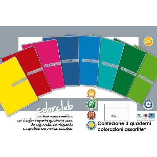 Quaderni righe 1R (1 rigo) Club ONE COLOR 3 pz assortiti