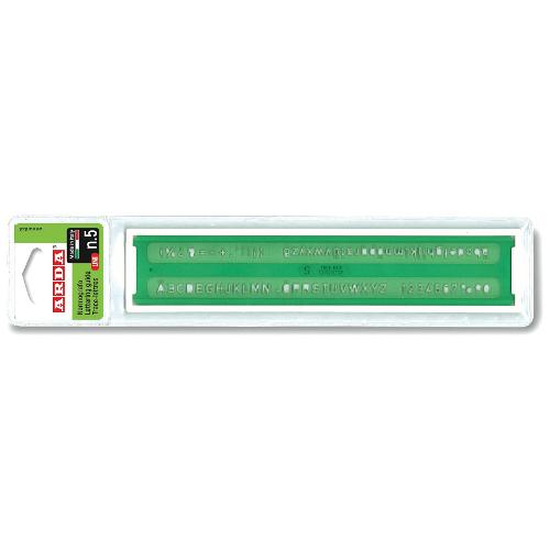 Arda Normografo carattere 5 mm Verde trasparente 3005A