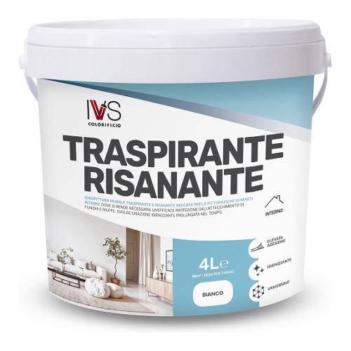 Ivs Idropittura per muro Traspirante Risanante Bianco opaco 4 lt FI5348K00511FS
