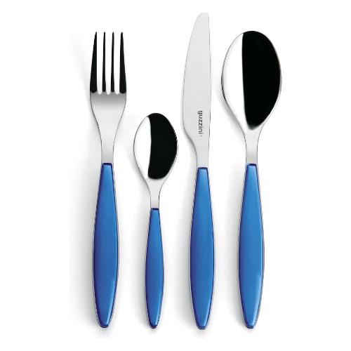 Guzzini Set posate tavola 24 pz Inox FEELING Blu 23000076