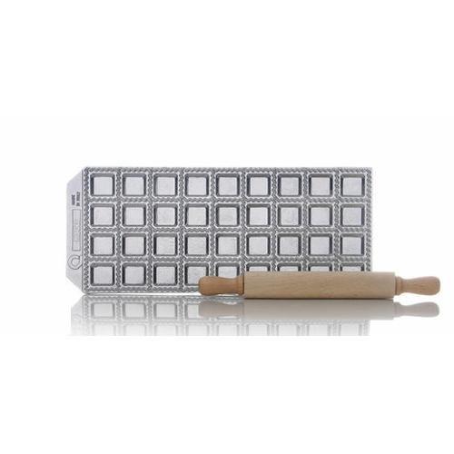 Risoli Stampo ravioli 36 fori con rullo legno RAVIOLCASA Silver 20074 08B