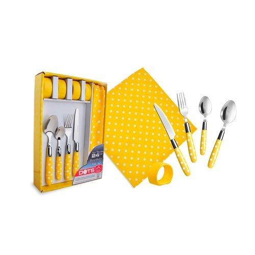 Amicasa Set posate tavola 24 pz Inox DOTS Giallo Art 8