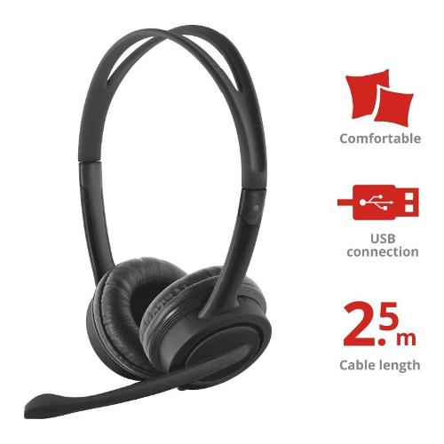 Trust Cuffie microfono filo MAURO Usb Headset For Pc And Laptop