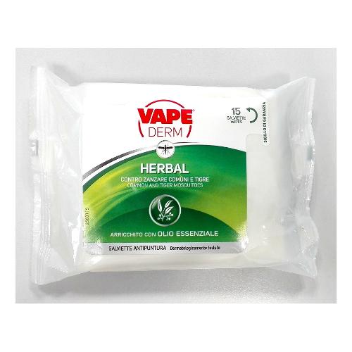 Vape Salviette repellenti per insetti Derm Herbal busta 15 pz GA1902700