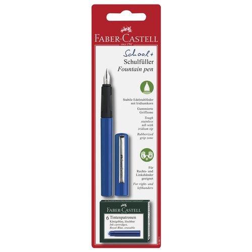 Faber Castell Penna stilografica Blu con 6 cartucce inchiostro Blu Royal 149811