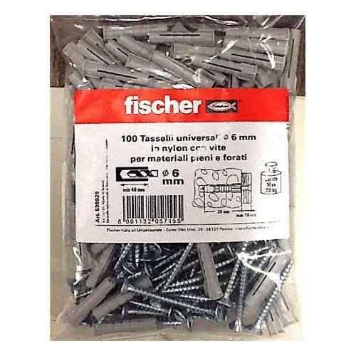 Fischer Set tasselli plastica con vite (6 mm) Kit 100 536929