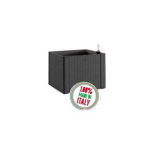 Stefanplast Fioriera quadra con riserva acqua (43x43x33 cm) NATURAL DELUXE Antracite 75702