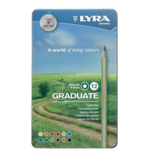 Lyra Set matite colorate classiche sezione esagonale 12 pz astuccio metallo GRADUATE Colori assortiti L2871120