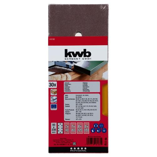 Kwb Set fogli abrasivi levigatrice 30 pz 93 x 230 mm G Assortita 818188