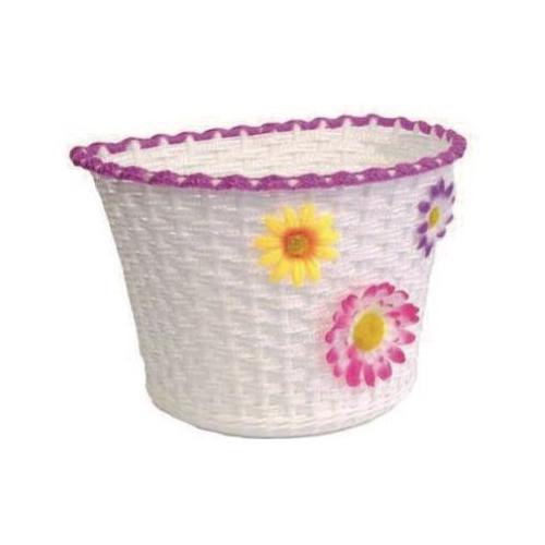 Bonin Cestino bici Anteriore Bambino Rosa e Bianco IVC607 Materiale plastico con decorazioni floreali. Attacchi non inclusi